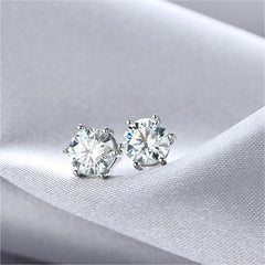 Moissanite Solitaire Earrings - 1.00 x 2 Carat Vs2 D Round cut