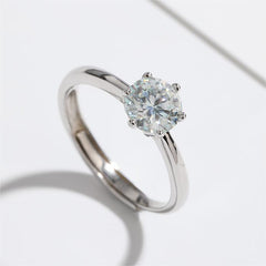 Moissanite Ring - 1.00 Carat Vs2 D Round cut Adjustable