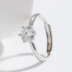 Moissanite Ring - 1.00 Carat Vs2 D Round cut Adjustable