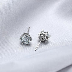 Moissanite Solitaire Earrings - 1.00 x 2 Carat Vs2 D Round cut