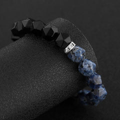 Dark Night - Blue-Striped Agate Bracelet