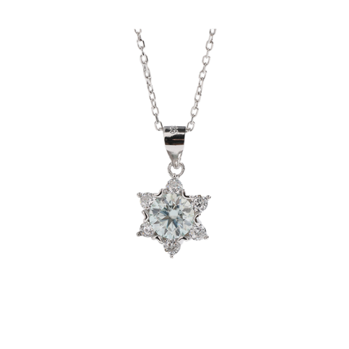 Moissanite Snowflow Necklace - 1.00 Carat Vs2 D Round cut