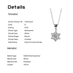 Moissanite Snowflow Necklace - 1.00 Carat Vs2 D Round cut