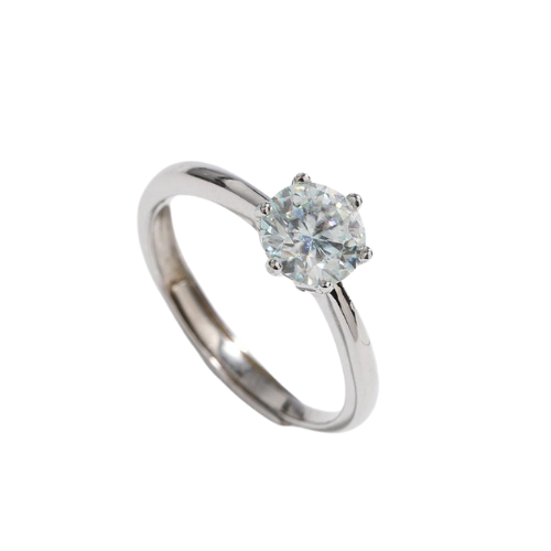 Moissanite Ring - 1.00 Carat Vs2 D Round cut Adjustable